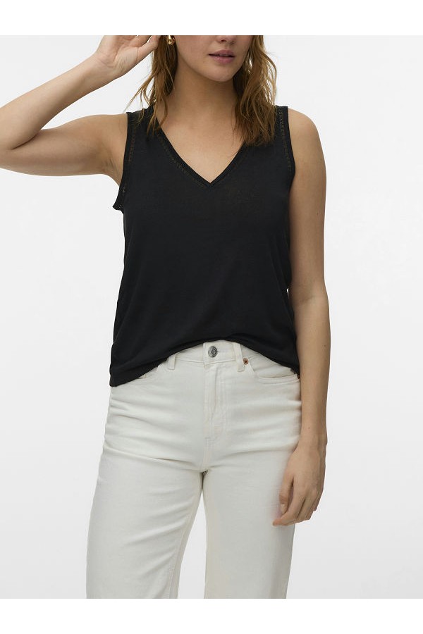VMGINA LACE TANK TOP JRS NOOS - ΜΑΥΡΟ