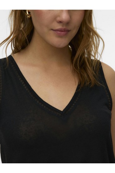 VMGINA LACE TANK TOP JRS NOOS - ΜΑΥΡΟ