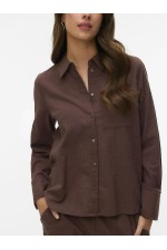 VMCAIA LS SHIRT WVN NOOS - ΚΑΦΕ