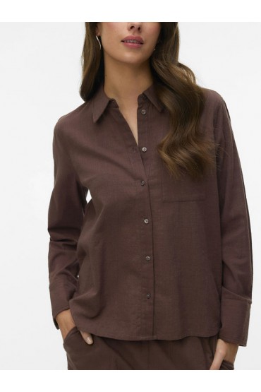 VMCAIA LS SHIRT WVN NOOS - ΚΑΦΕ