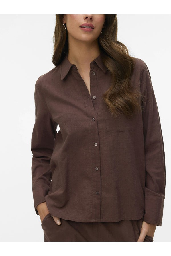 VMCAIA LS SHIRT WVN NOOS - ΚΑΦΕ