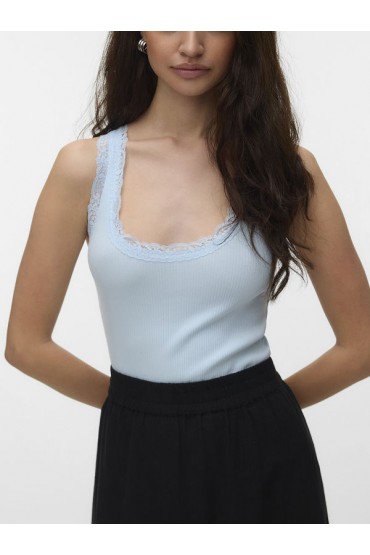VMNANA LACE TANK TOP JRS NOOS - ΜΠΛΕ ΑΝΟΙΧΤΟ