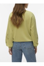 VMELLIE LS V-NECK EMB SWEAT JRS EXP - ΠΡΑΣΙΝΟ