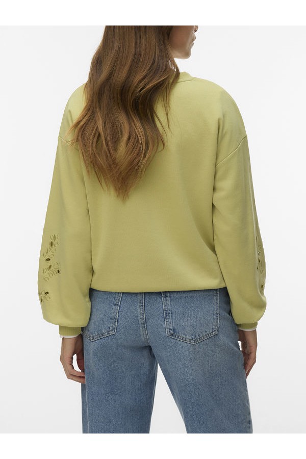 VMELLIE LS V-NECK EMB SWEAT JRS EXP - ΠΡΑΣΙΝΟ