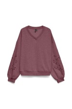 VMELLIE LS V-NECK EMB SWEAT JRS EXP - ΡΟΖ