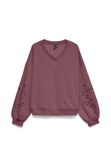 VMELLIE LS V-NECK EMB SWEAT JRS EXP - ΡΟΖ