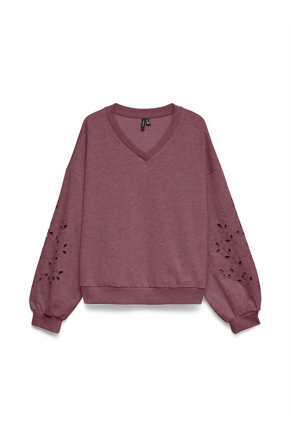 VMELLIE LS V-NECK EMB SWEAT JRS EXP - ΡΟΖ
