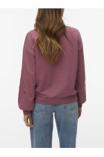 VMELLIE LS V-NECK EMB SWEAT JRS EXP - ΡΟΖ