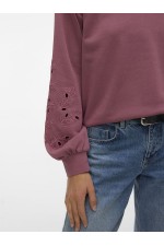VMELLIE LS V-NECK EMB SWEAT JRS EXP - ΡΟΖ