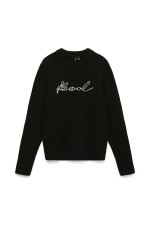 VMHENRIETTA LS PEARL KNIT PULLOVER - ΜΑΥΡΟ