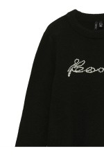 VMHENRIETTA LS PEARL KNIT PULLOVER - ΜΑΥΡΟ