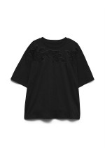 VMDANIELLA SS LACE INSERT TEE EXP - ΜΑΥΡΟ