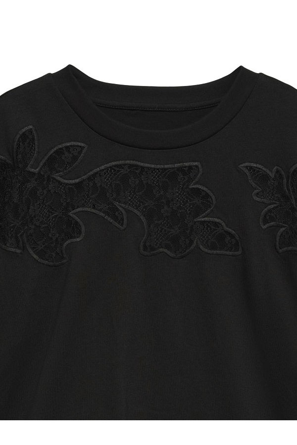 VMDANIELLA SS LACE INSERT TEE EXP - ΜΑΥΡΟ