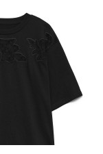 VMDANIELLA SS LACE INSERT TEE EXP - ΜΑΥΡΟ