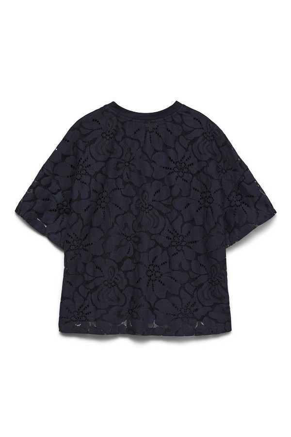 VMSHARON SS BACK LACE TEE EXP - ΜΠΛΕ