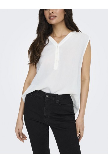 ONLJETTE LIFE LS SHIRT MOCH WVN - ΛΕΥΚΟ