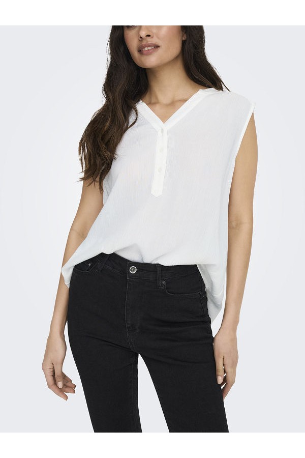 ONLJETTE LIFE LS SHIRT MOCH WVN - ΛΕΥΚΟ