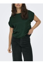 ONLLIEKE S/S SATIN MIX TOP WVN NOOS - ΠΡΑΣΙΝΟ