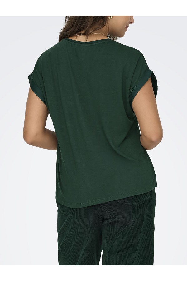 ONLLIEKE S/S SATIN MIX TOP WVN NOOS - ΠΡΑΣΙΝΟ