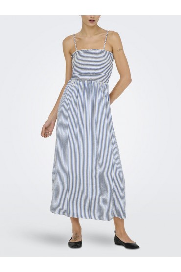 ONLBARI STRAP SMOCK DRESS MOCH - ΜΠΛΕ