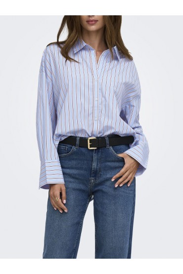 ONLOREGON ALVA LS REG SHIRT NOOS WVN - ΜΠΛΕ