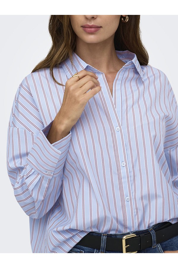 ONLOREGON ALVA LS REG SHIRT NOOS WVN - ΜΠΛΕ