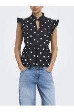 ONLKAI S/L PEPLUM FRILL WVN - ΜΑΥΡΟ