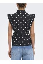 ONLKAI S/L PEPLUM FRILL WVN - ΜΑΥΡΟ