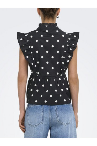 ONLKAI S/L PEPLUM FRILL WVN - ΜΑΥΡΟ
