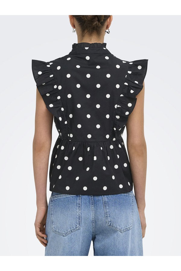 ONLKAI S/L PEPLUM FRILL WVN - ΜΑΥΡΟ