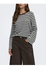 ONLLUNA HAPPY L/S O-NECK STRIPE TEE JRS - ΜΠΛΕ ΑΝΟΙΧΤΟ