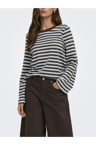 ONLLUNA HAPPY L/S O-NECK STRIPE TEE JRS - ΜΠΛΕ ΑΝΟΙΧΤΟ