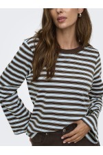 ONLLUNA HAPPY L/S O-NECK STRIPE TEE JRS - ΜΠΛΕ ΑΝΟΙΧΤΟ