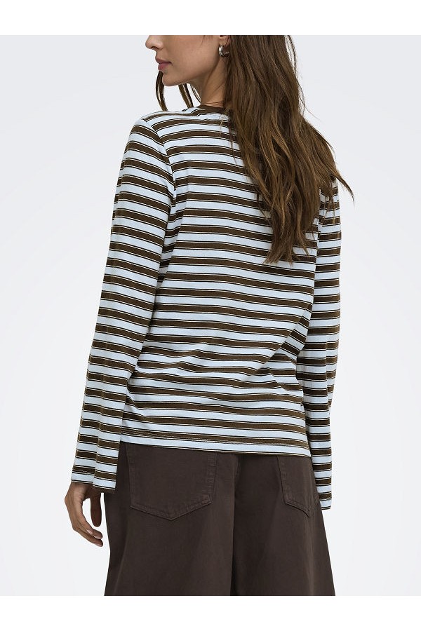 ONLLUNA HAPPY L/S O-NECK STRIPE TEE JRS - ΜΠΛΕ ΑΝΟΙΧΤΟ