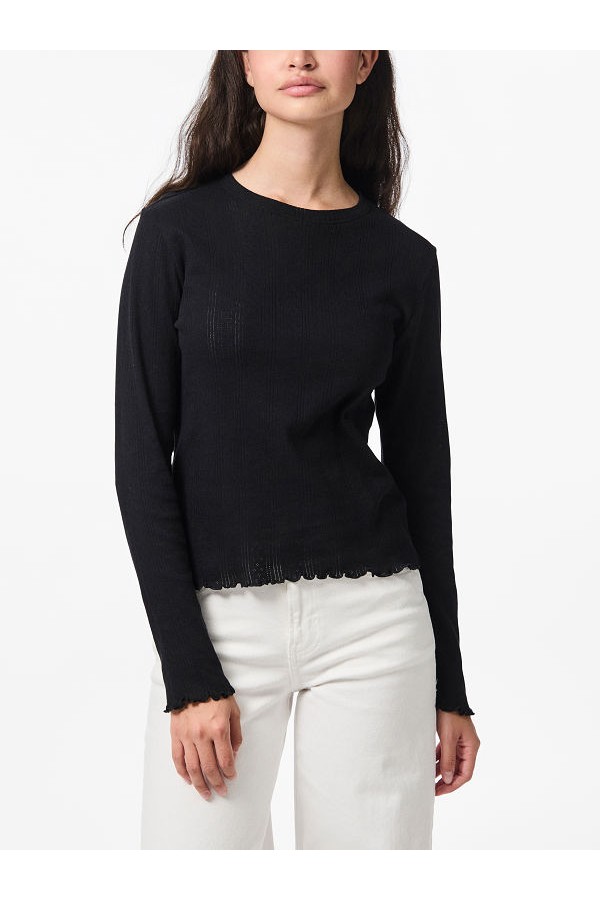 PCMARIE LS O-NECK POIN TOP JRS NOOS BC - ΜΑΥΡΟ