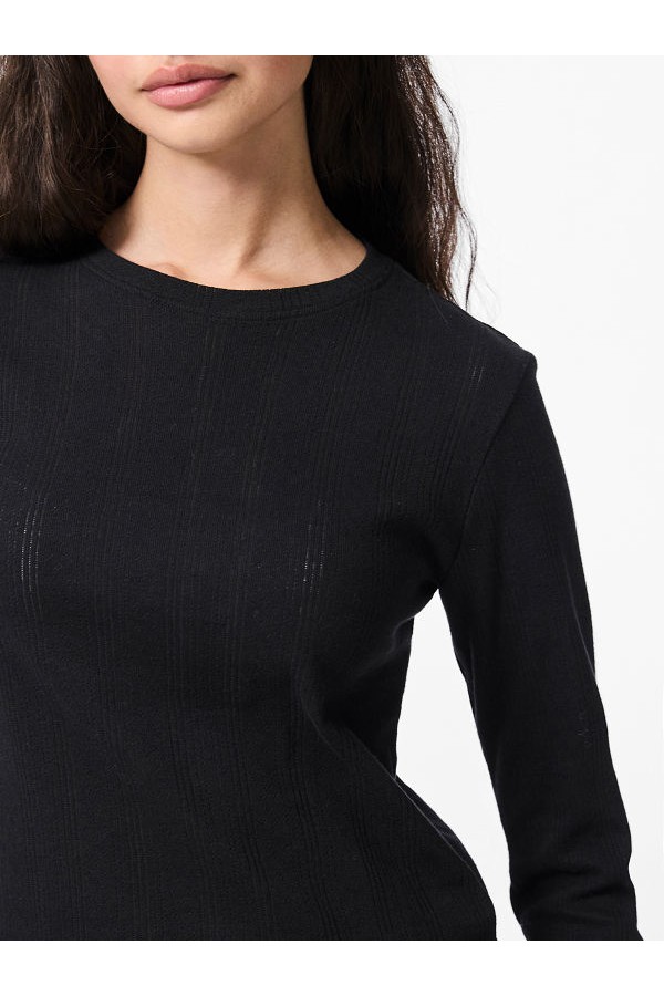PCMARIE LS O-NECK POIN TOP JRS NOOS BC - ΜΑΥΡΟ