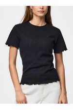 PCMARIE SS O-NECK POIN TOP JRS NOOS BC - ΜΑΥΡΟ