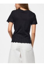 PCMARIE SS O-NECK POIN TOP JRS NOOS BC - ΜΑΥΡΟ