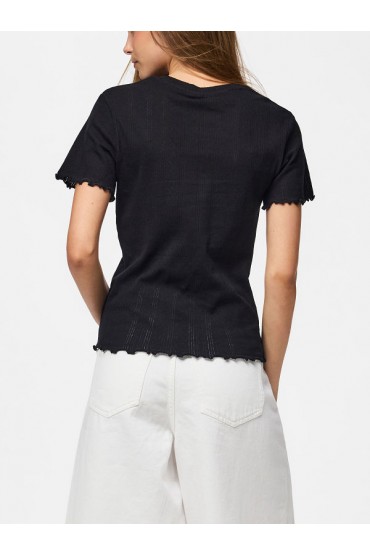 PCMARIE SS O-NECK POIN TOP JRS NOOS BC - ΜΑΥΡΟ
