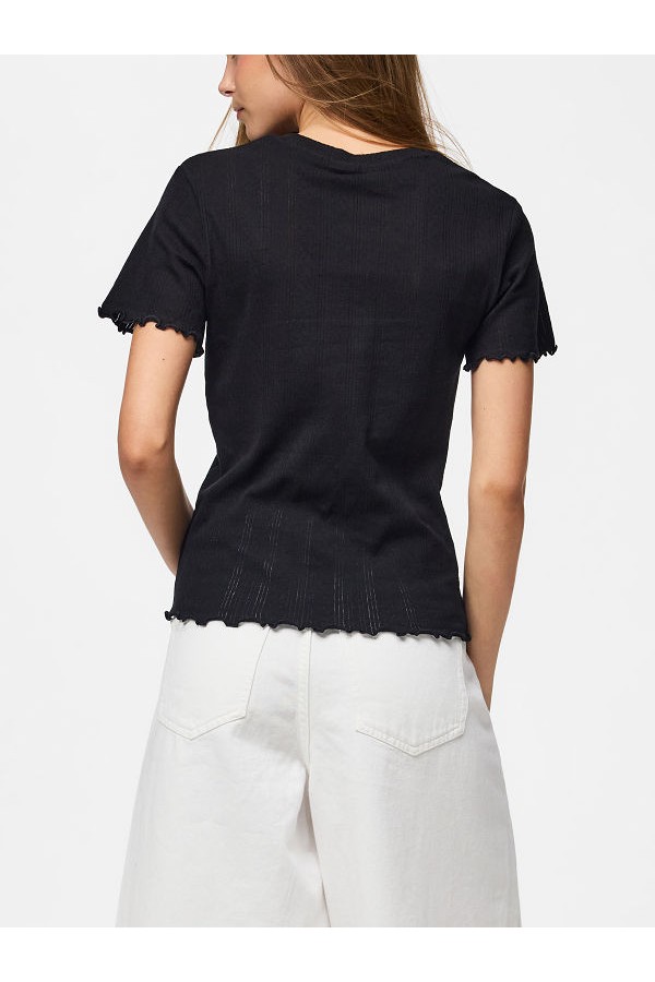 PCMARIE SS O-NECK POIN TOP JRS NOOS BC - ΜΑΥΡΟ