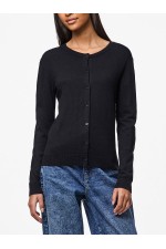 PCNORA LS O-NECK KNIT CARDIGAN NOOS - ΜΑΥΡΟ