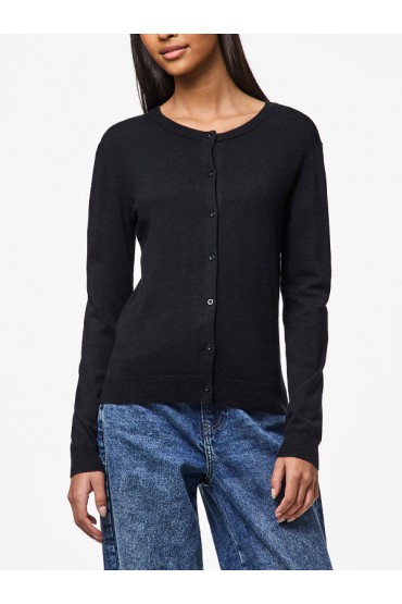 PCNORA LS O-NECK KNIT CARDIGAN NOOS - ΜΑΥΡΟ