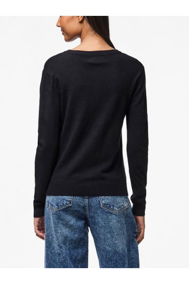 PCNORA LS O-NECK KNIT CARDIGAN NOOS - ΜΑΥΡΟ
