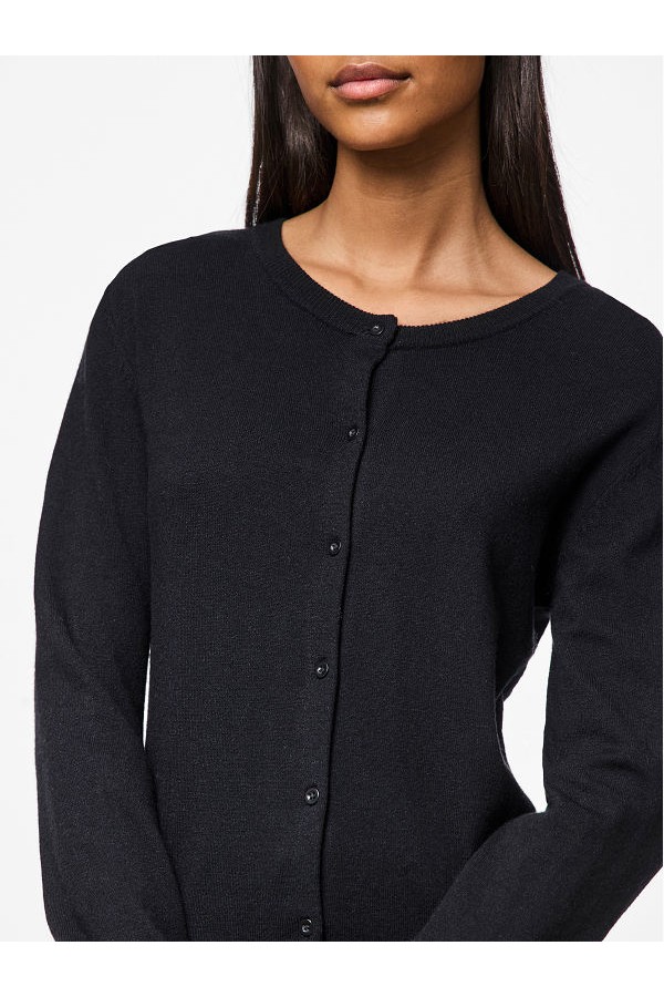 PCNORA LS O-NECK KNIT CARDIGAN NOOS - ΜΑΥΡΟ