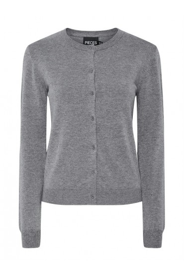 PCNORA LS O-NECK KNIT CARDIGAN NOOS - ΓΚΡΙ