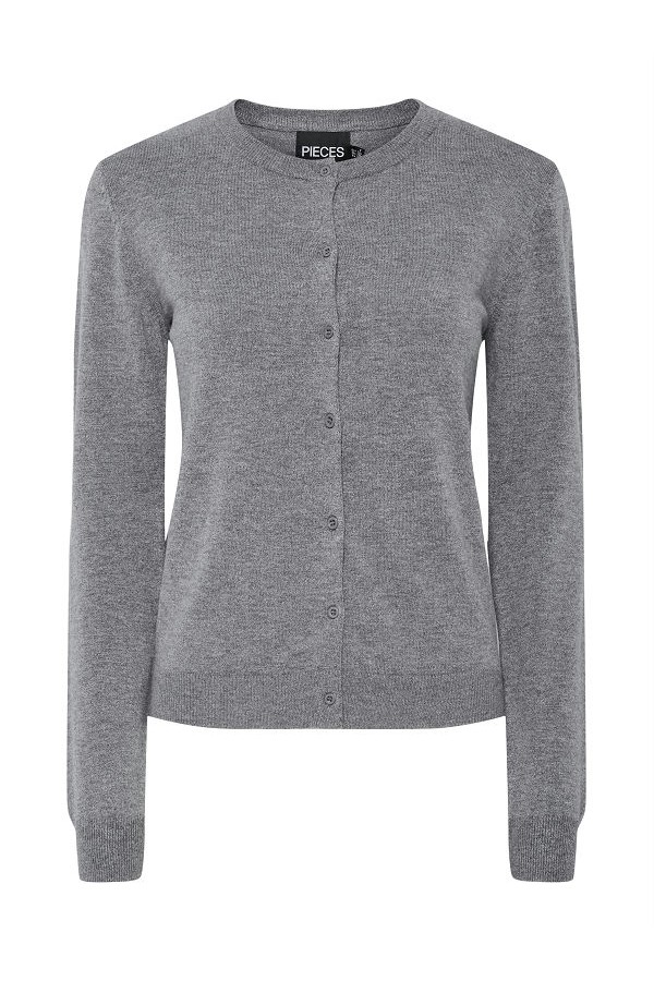 PCNORA LS O-NECK KNIT CARDIGAN NOOS - ΓΚΡΙ