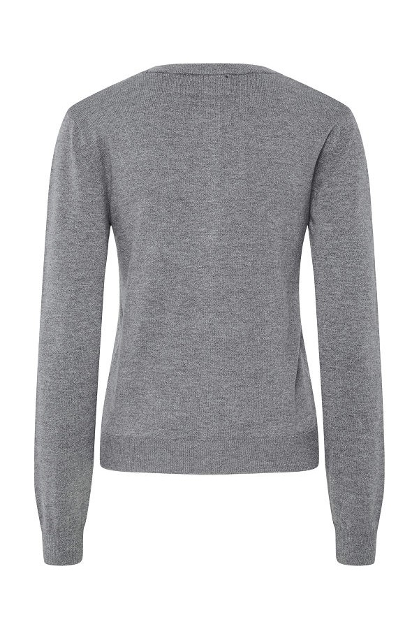 PCNORA LS O-NECK KNIT CARDIGAN NOOS - ΓΚΡΙ
