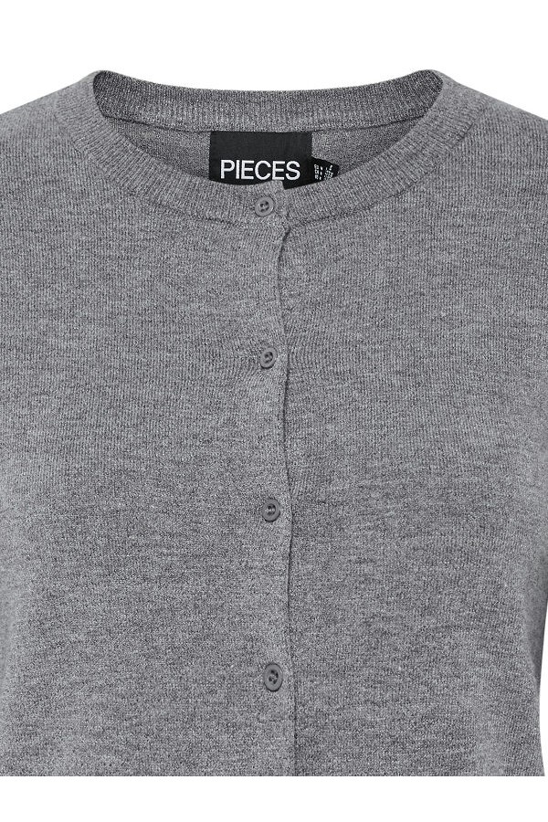 PCNORA LS O-NECK KNIT CARDIGAN NOOS - ΓΚΡΙ