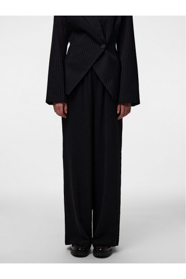 PCTIFFANY HW WIDE PANTS WVN NOOS - ΜΑΥΡΟ