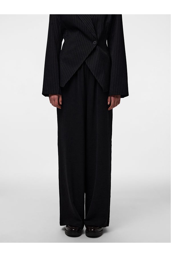 PCTIFFANY HW WIDE PANTS WVN NOOS - ΜΑΥΡΟ
